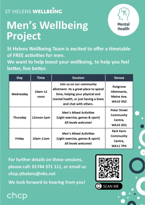 Men’s Wellebing Project – Wellbeing Team timetable leaflet Mens Wellbing Project - Park Farm Community Centre